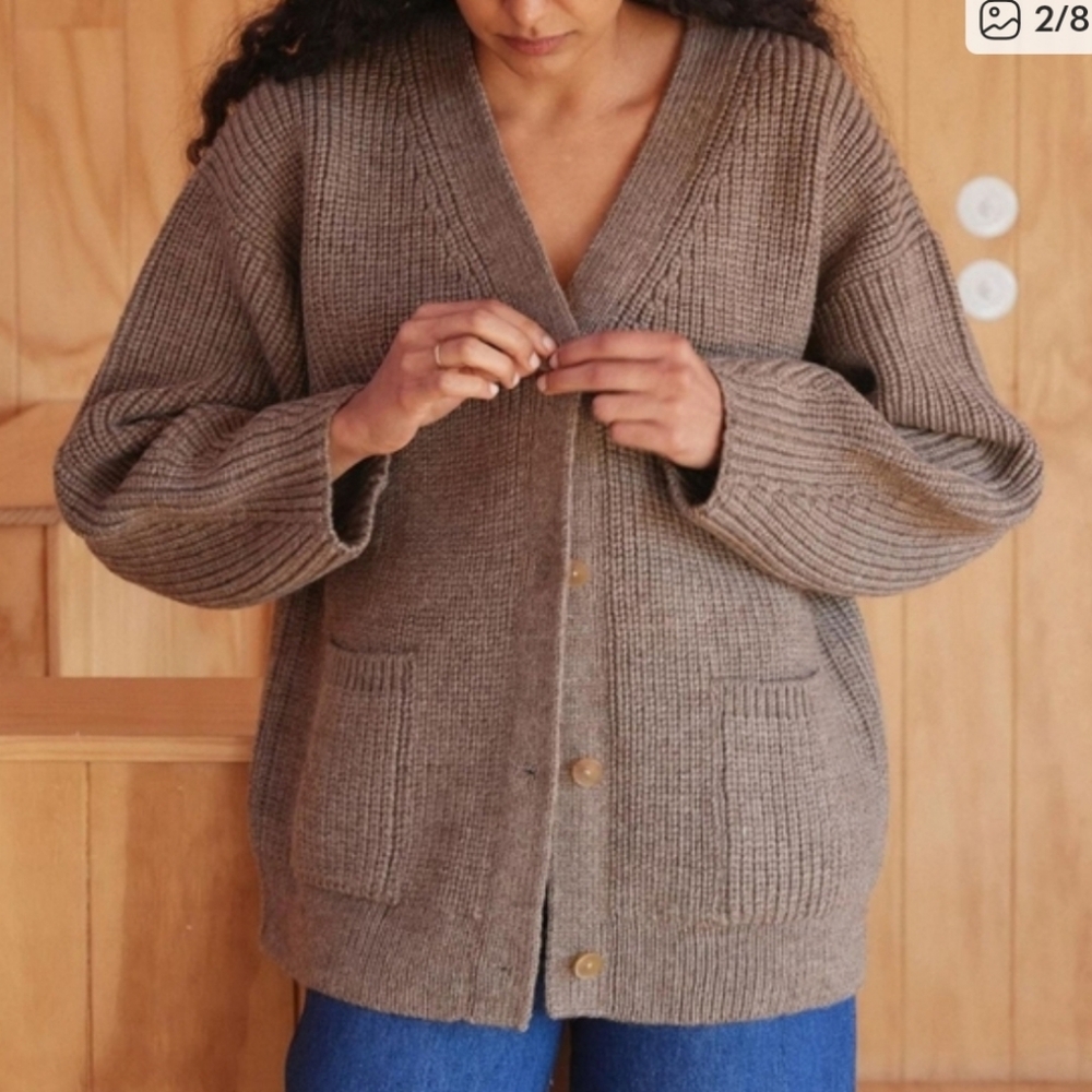 First Rite Maia Highland Wool Cardigan Bark Large